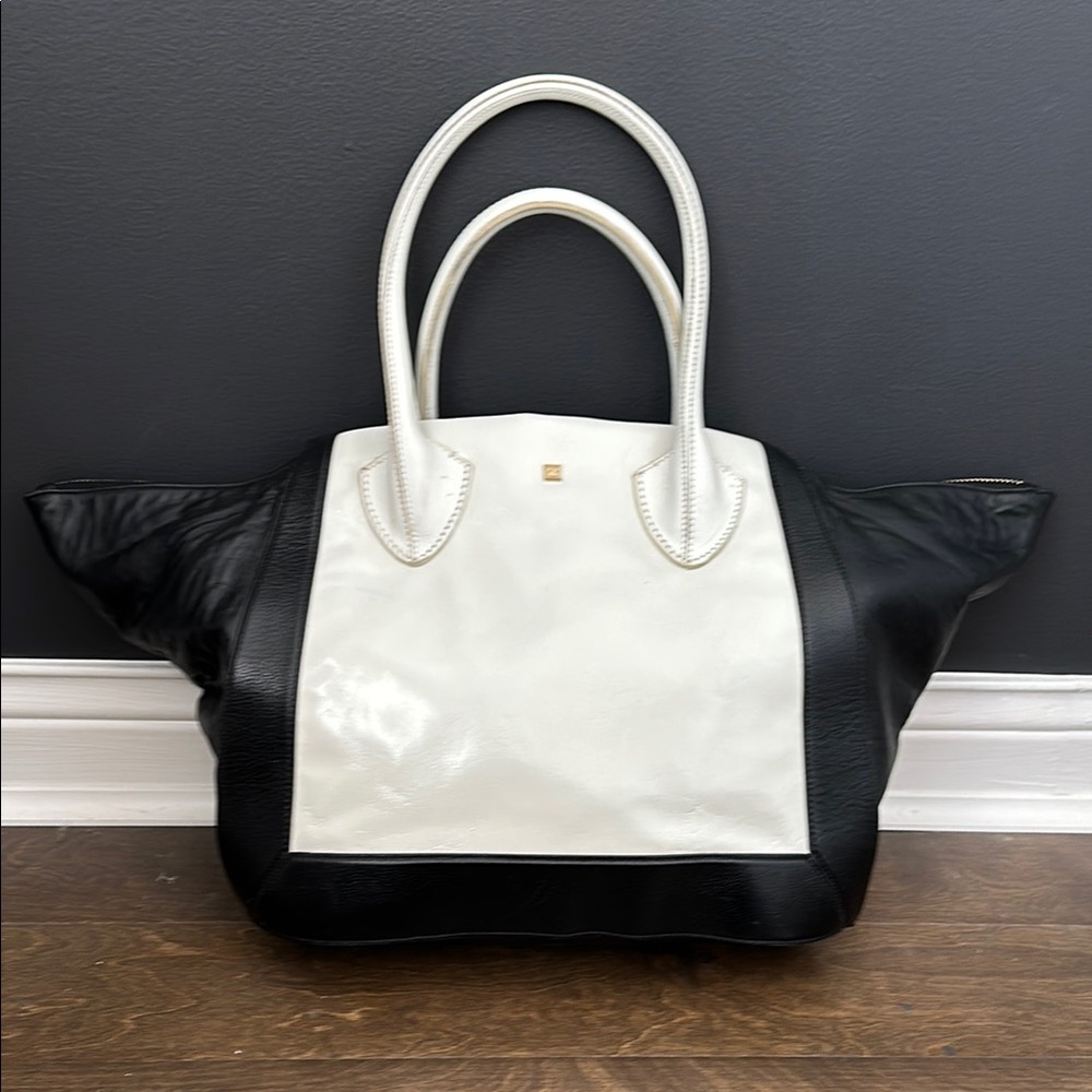 Pour La Victoire Black and White Structured Tote